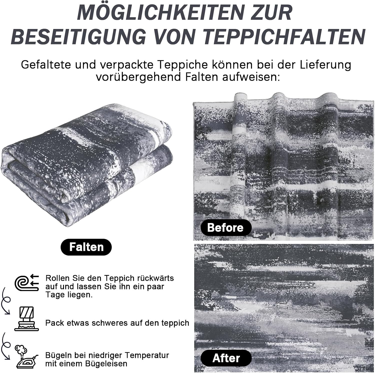 Thumbnail 5 de GthreeD Wohnzimmer Teppich 200 x 300 – Abstrakte Farbenspiele in Grau