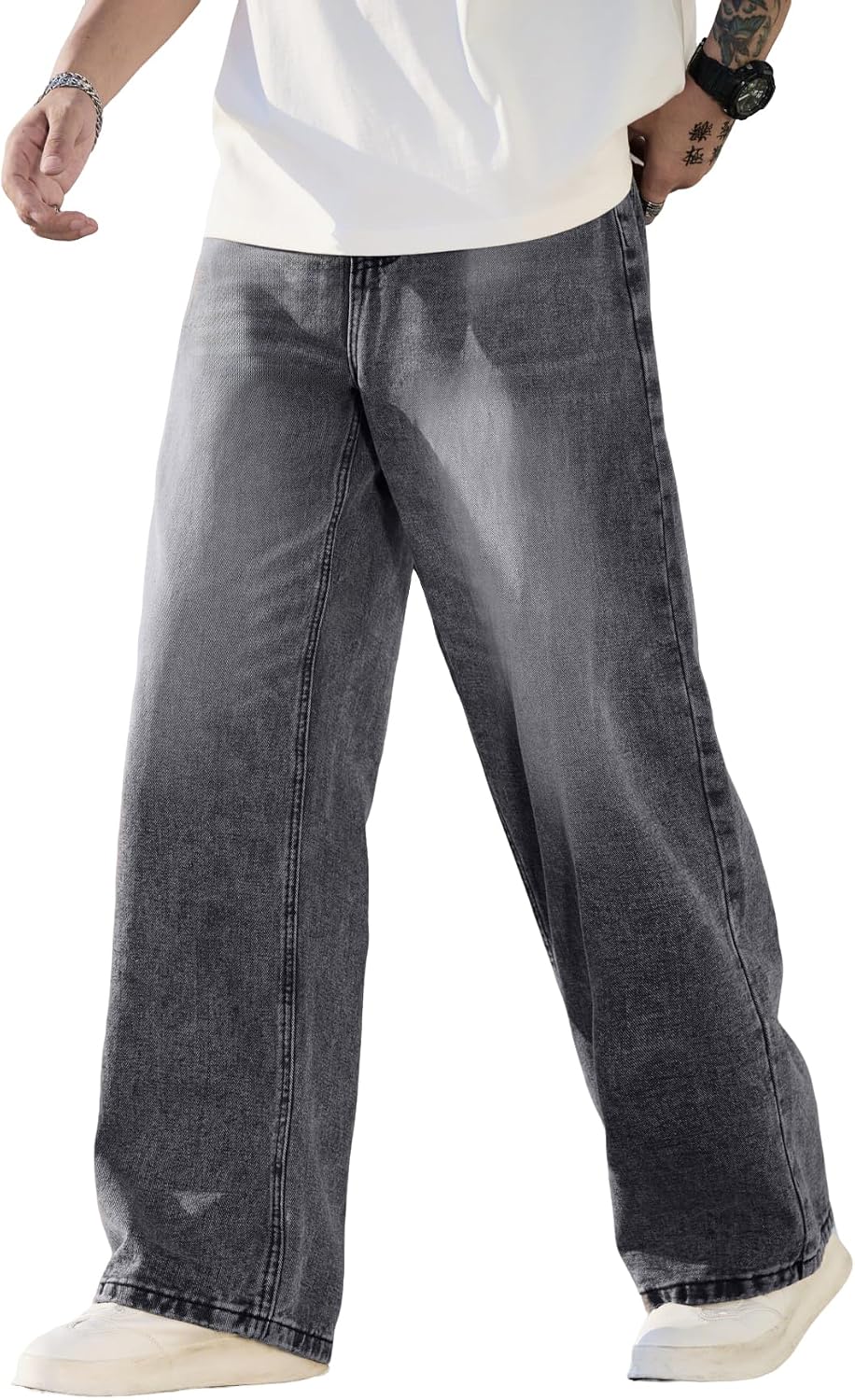 Thumbnail 6 de Zewool Herren Baggy Hip Hop Jeans – Weite Beinform Skate Denim