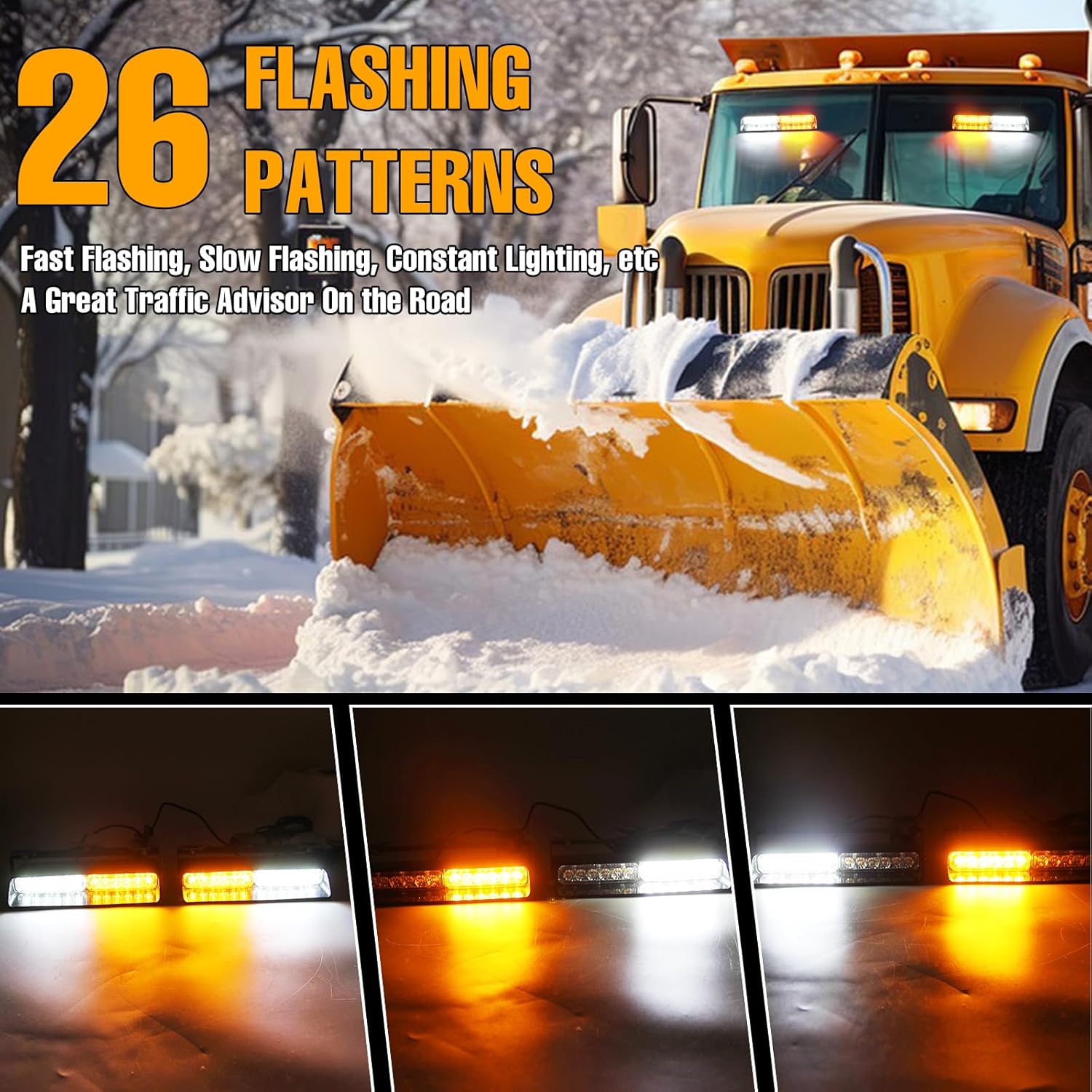 Thumbnail 1 de I LITTON 2-IN-1 Amber & White LED Windshield Strobe Lights – 2 x 8.4 inch, 12/24V