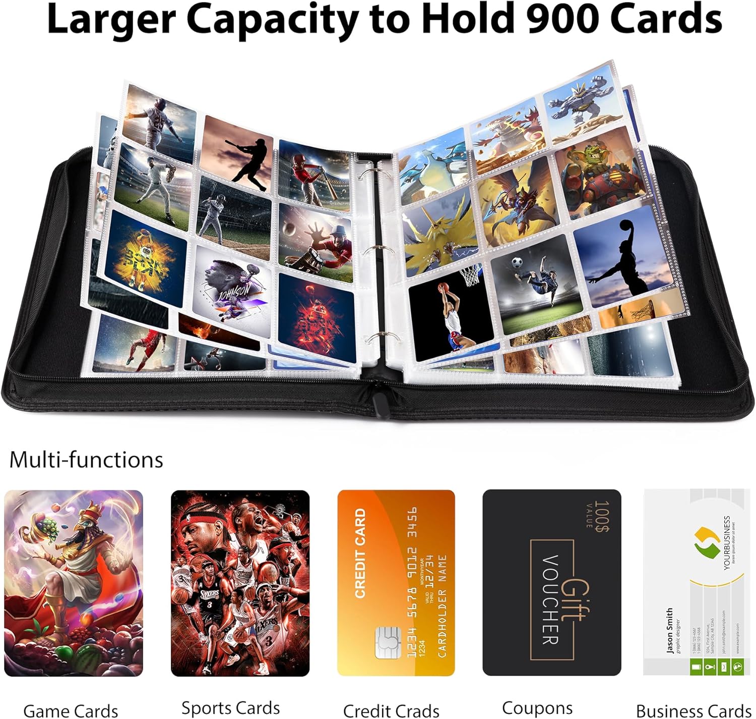 Thumbnail 2 de WOT I Trading Card Binder with Zipper, 900 Pockets Sleeves