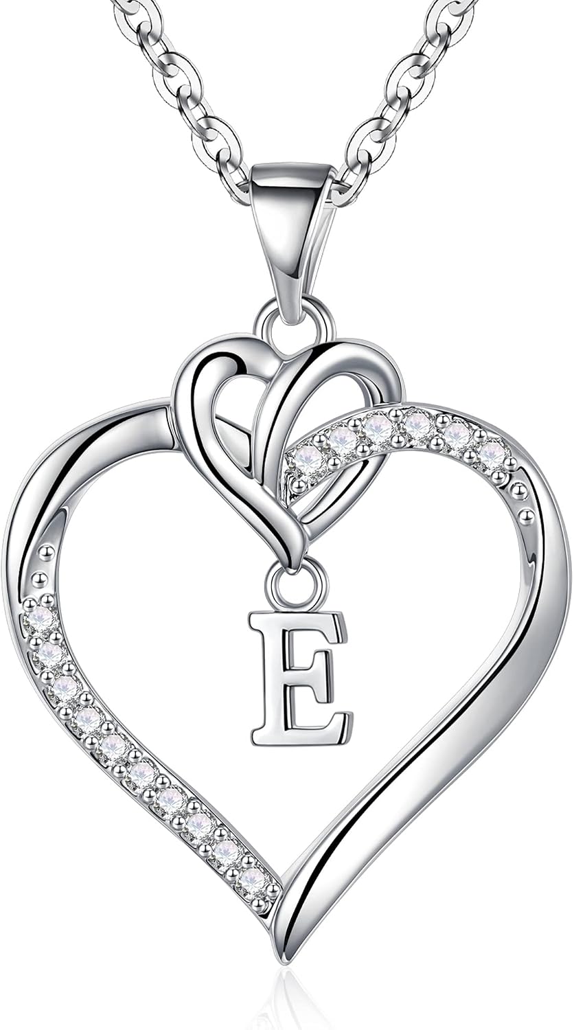 Detalle de Collier initial cœur TINGN en plaqué or/or blanc 14 carats avec pendentif zircone