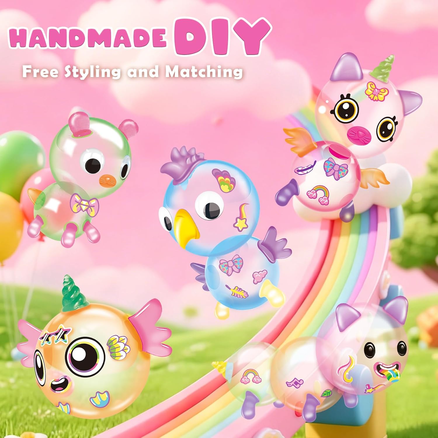 Thumbnail 1 de Nicknack Pink Princess DIY Magic Sticky Balloon Kit – 195 PCS for Crafty Kids (Ages 3–12)