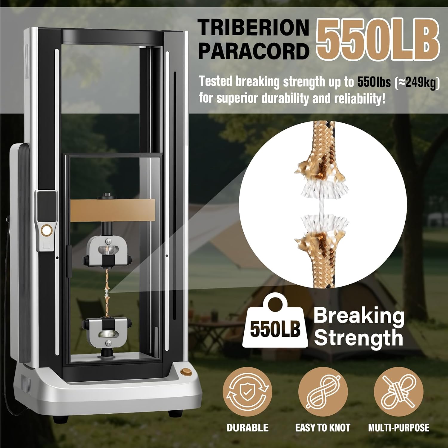 Detalle de Triberion 550lb-DesertCamo-1000ft Paracord Rope, 550 lb, 7-Strand