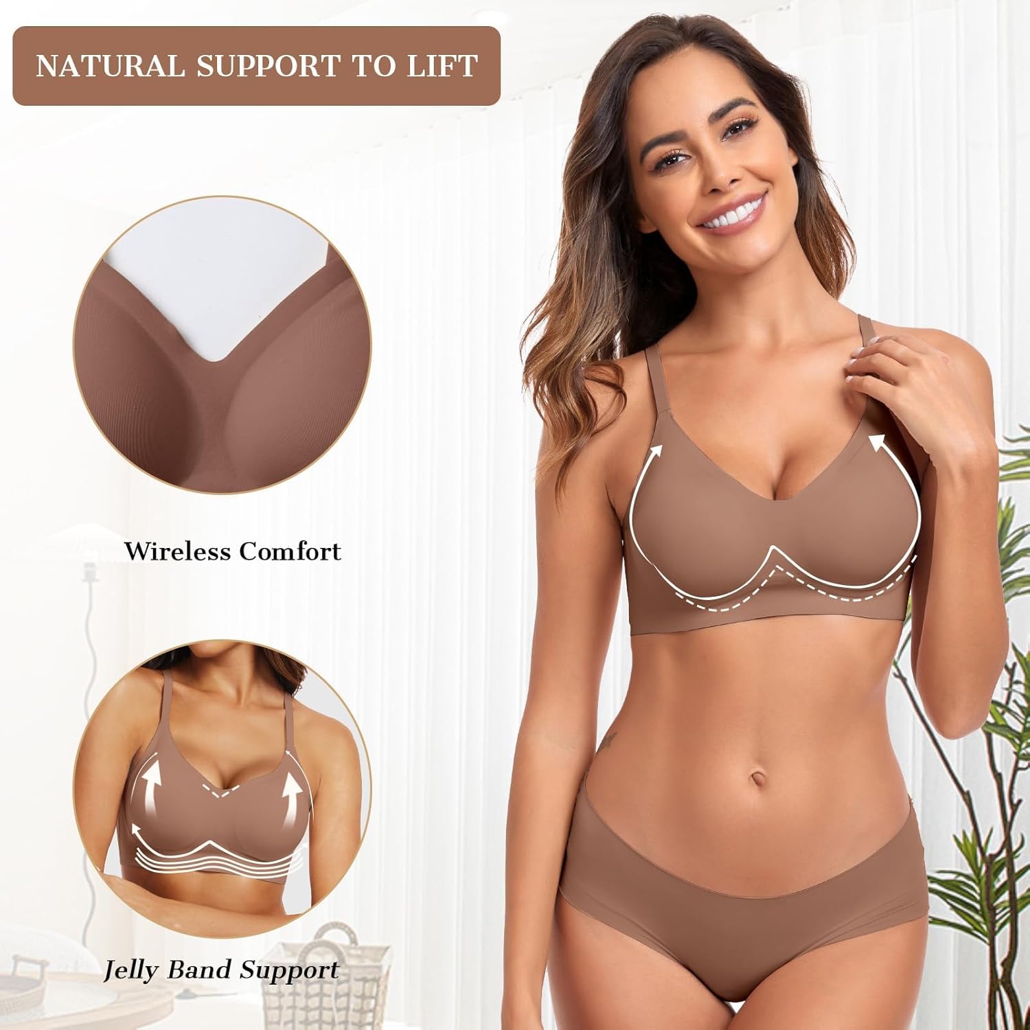 Detalle de OEAK Women’s Wireless Jelly Bra (No Underwire) Seamless Push-Up T-Shirt Bra