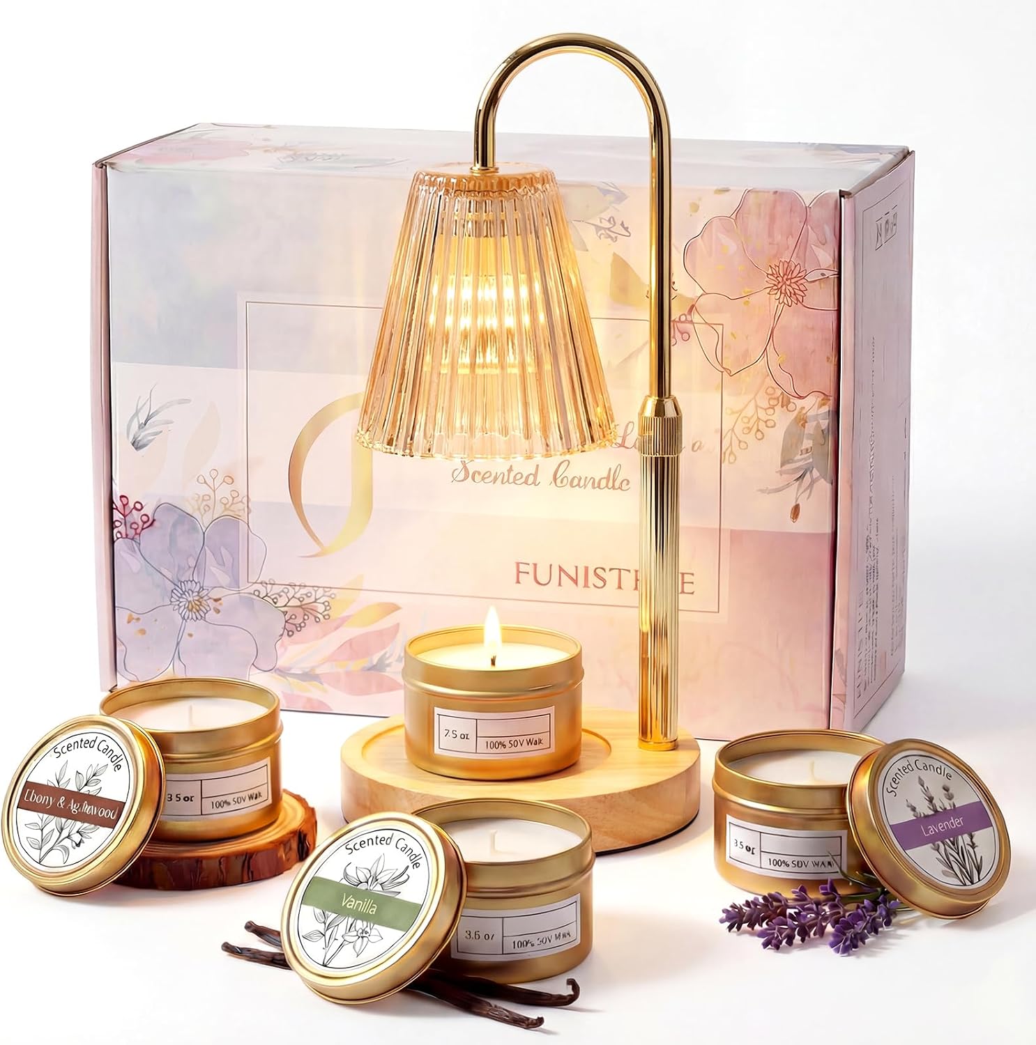 Detalle de Funistree Candle Warmer Lamp with Dimmer and 3-Pack Scented Candles