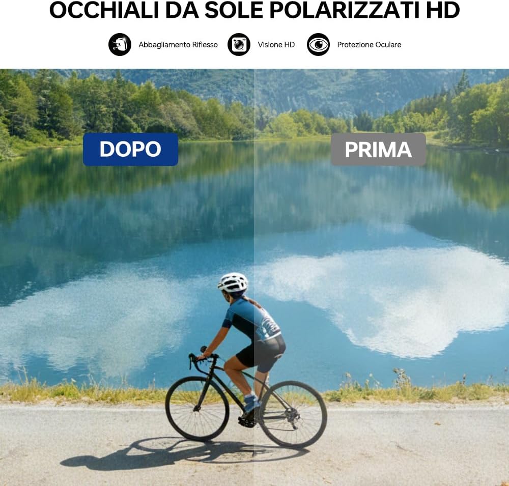 Thumbnail 3 de X-TIGER Occhiali da Ciclismo per Uomo e Donna: montatura TR90 ultraleggera e lenti polarizzate UV400