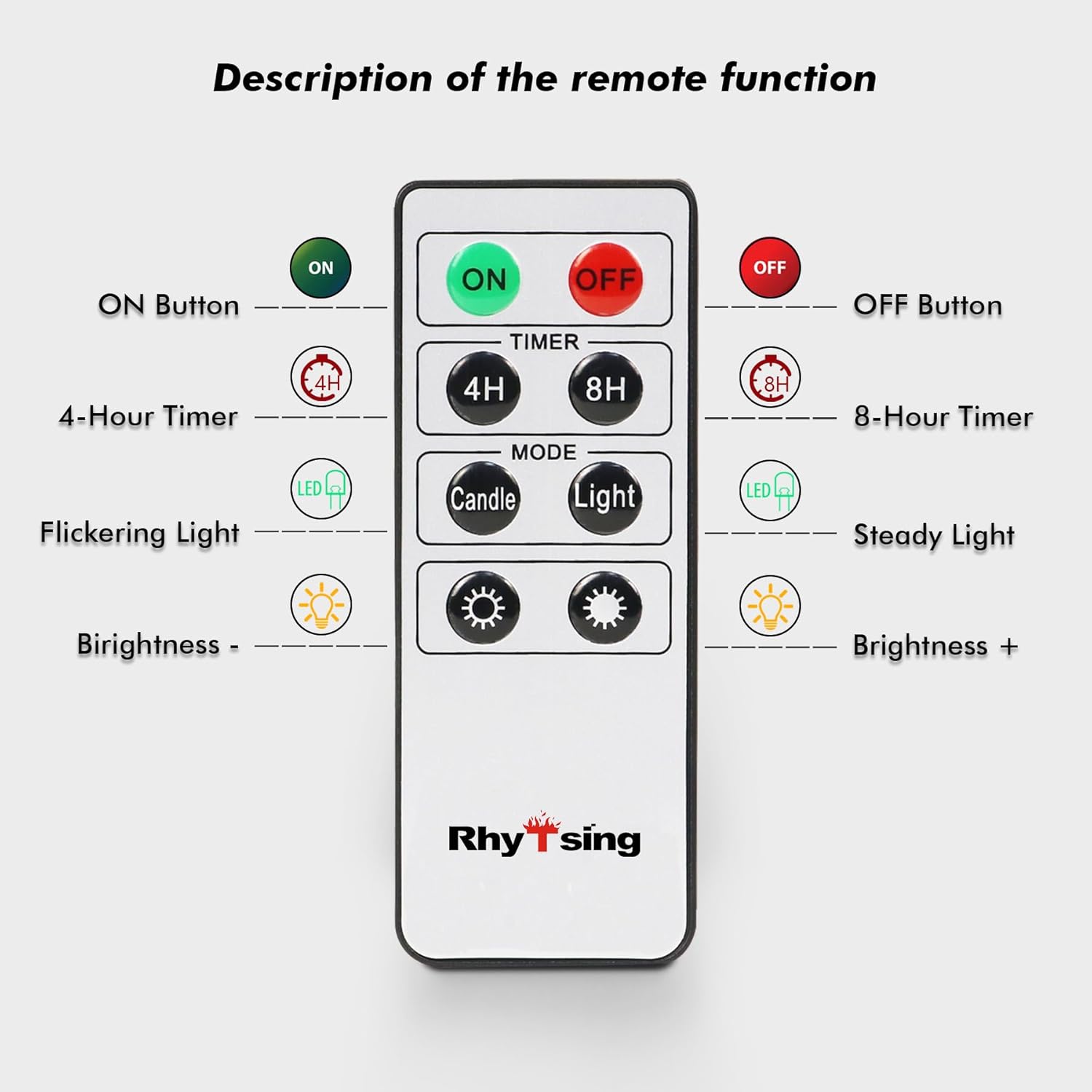 Detalle 2 de Rhytsing Ivory Battery Operated Taper Candle Set (5) with Remote
