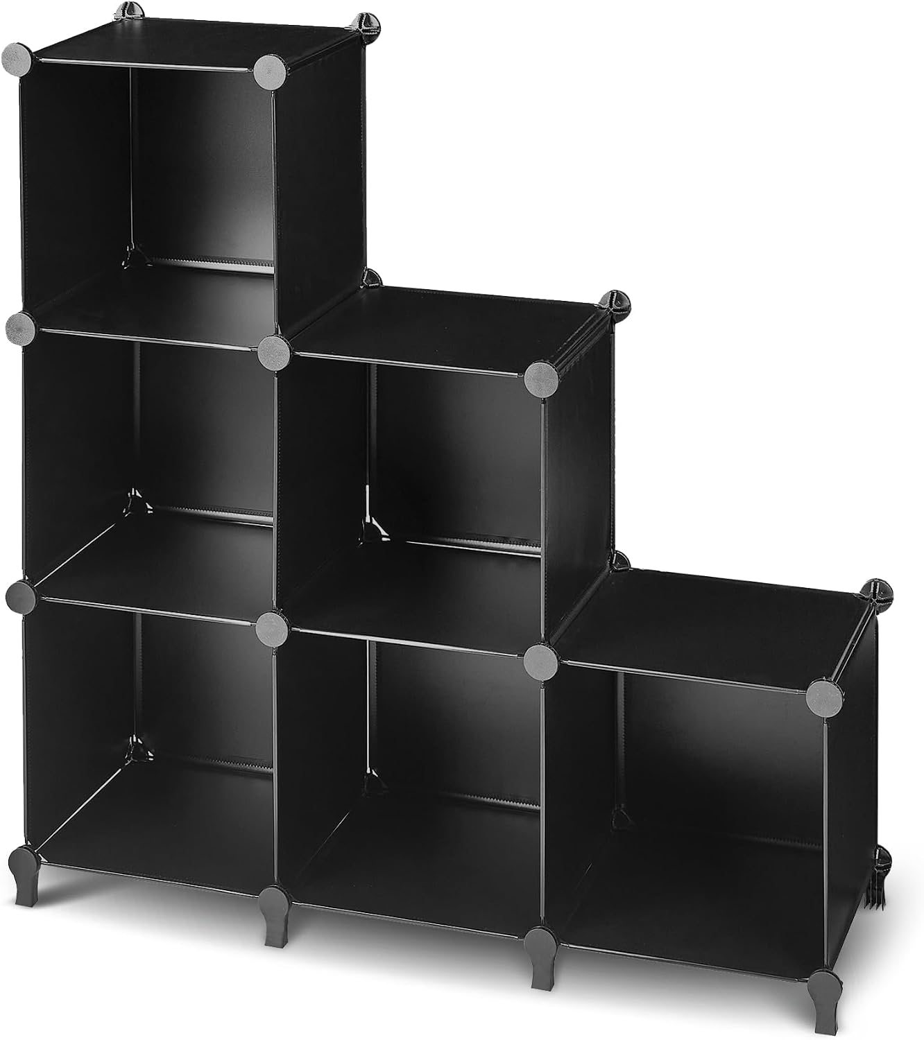 Detalle de VECELO KHD-DA-06WM-BLK-A1 6マス収納ラック ブラック 幅96×奥行32×高さ99cm