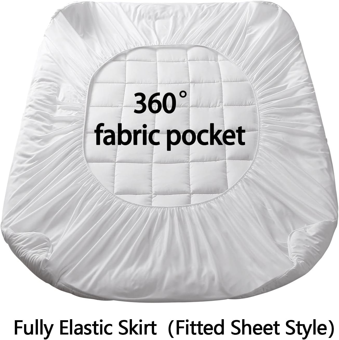 Detalle de BETENWEL Queen Mattress Pad with Down Alternative Fill, Breathable, Deep Pocket