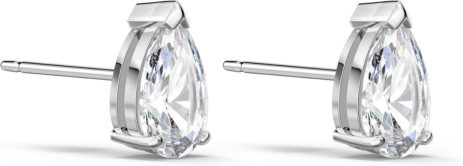 Detalle de Swarovski Stilla Attract Kollektion – Ohrstecker in zeitloser weißer Tropfen-Optik