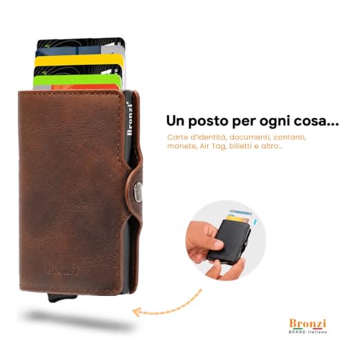 Thumbnail 1 de Bronzi Portafoglio Portacarte RFID Slim in Pelle Marrone – Design italiano, protezione e leggerezza per ogni occasione