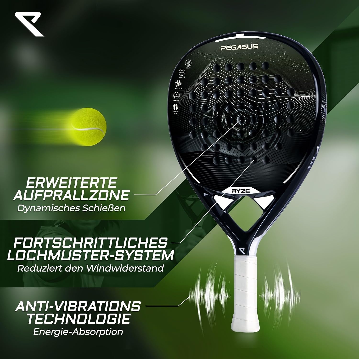 Detalle 2 de RYZE Pegasus Padel Schläger 360 g
