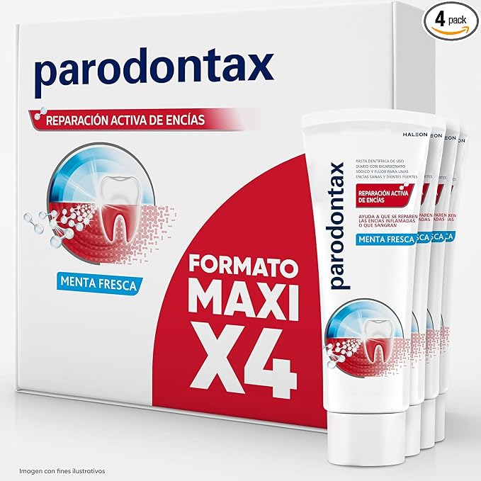 Detalle de Parodontax Reparación de Encías Inflamadas Menta Pack 4x75 ml🦷