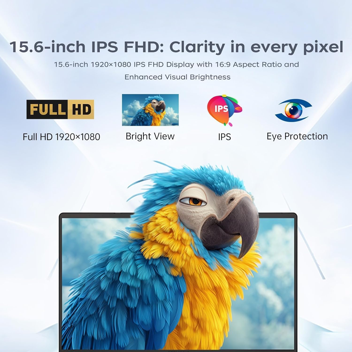 Detalle de Tivique 15.6" FHD Laptop with AMD Ryzen 4300U – 16GB RAM / 512GB SSD