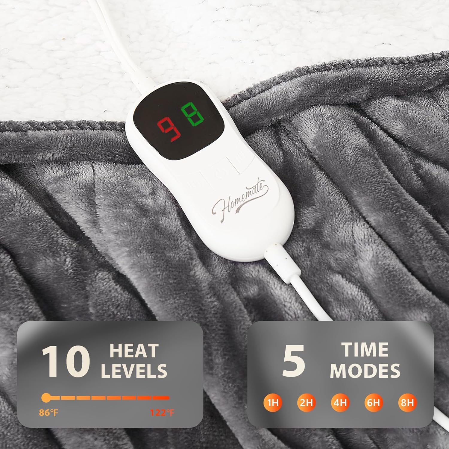 Thumbnail 3 de Homemate Electric Heated Blanket 62"x84"