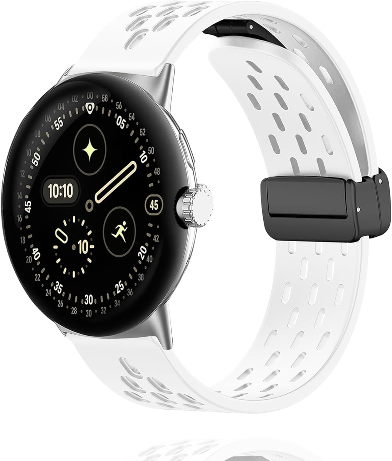 Detalle de MELEJIA Silicone Strap for Google Pixel Watch 4 41mm / Pixel Watch 3 41mm / Pixel Watch 2 – White