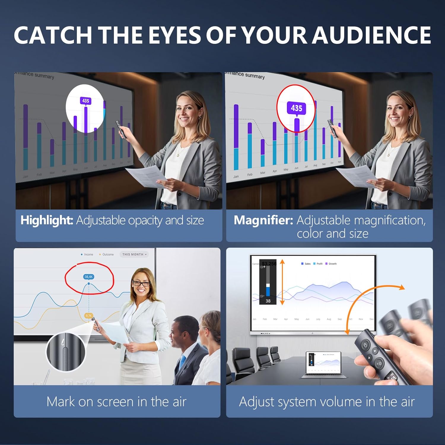 Thumbnail 4 de Norwii N95s BLE Presentation Clicker with Digital Pointer (Green Light USB-AC)