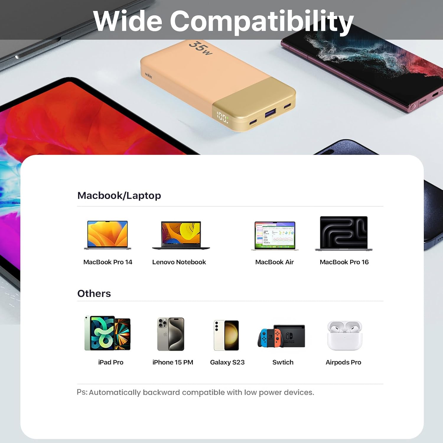 Thumbnail 6 de NOBIS 10,000mAh portable power bank with 35W fast charging (Orange, PD 3.0 & QC 4.0)