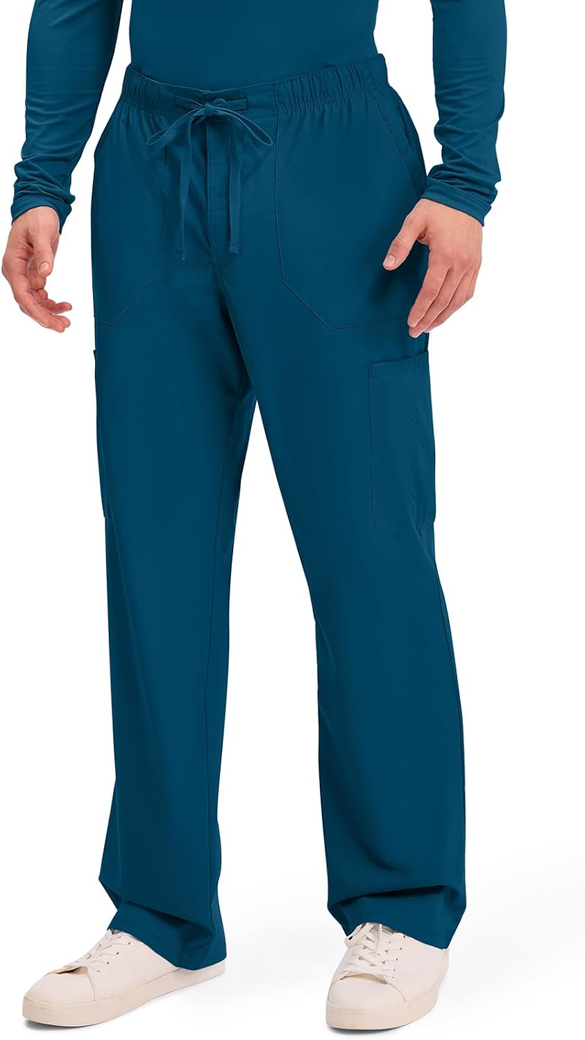 Detalle 1 de Cherokee WW190 Men's Tapered Leg Cargo Scrub Pants, 2-Way Stretch