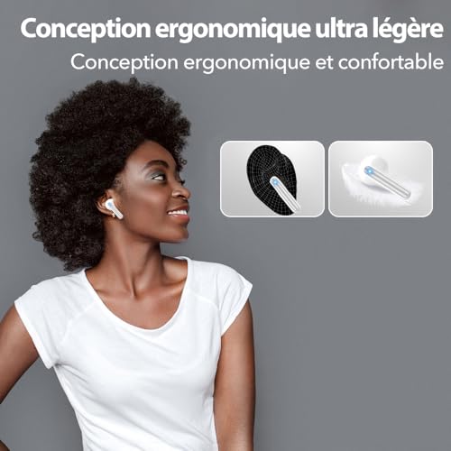Detalle de JBES Écouteurs Bluetooth sans Fil 5.4– 60 H d’autonomie – IP5 – Redécouvrez le son en plein air