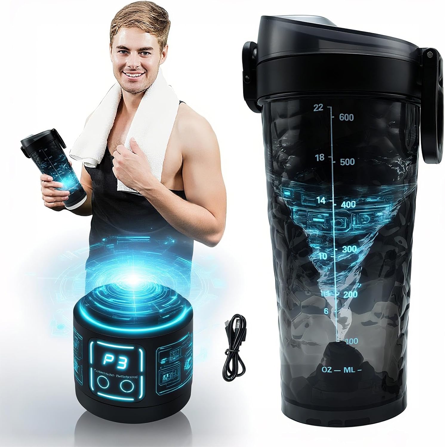 Electric protein shaker bottle 700ml