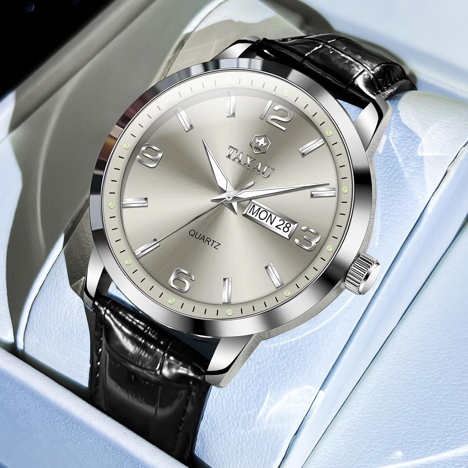 Thumbnail 4 de Taxau Herren Chronograph Uhr mit Lederarmband