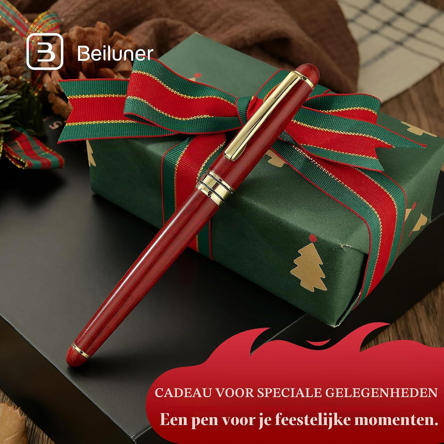 Thumbnail 4 de BEILUNER houten balpen in palissanderkleur, navulbaar met fijne punt
