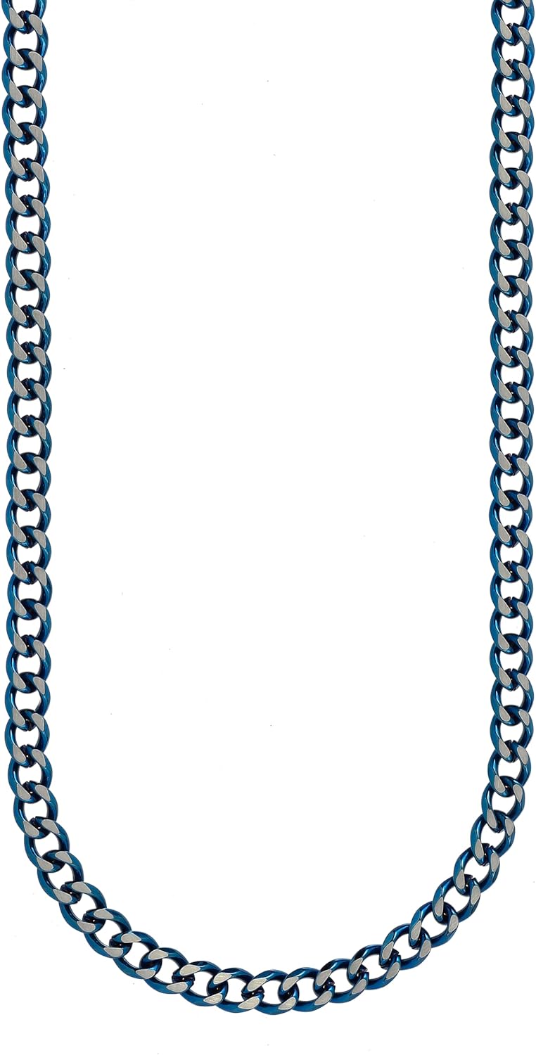 Detalle de 10:10 Collana da Uomo in Acciaio Inox con Catena Cubana Grumetta – Finitura PVD Argento Nero o Blu
