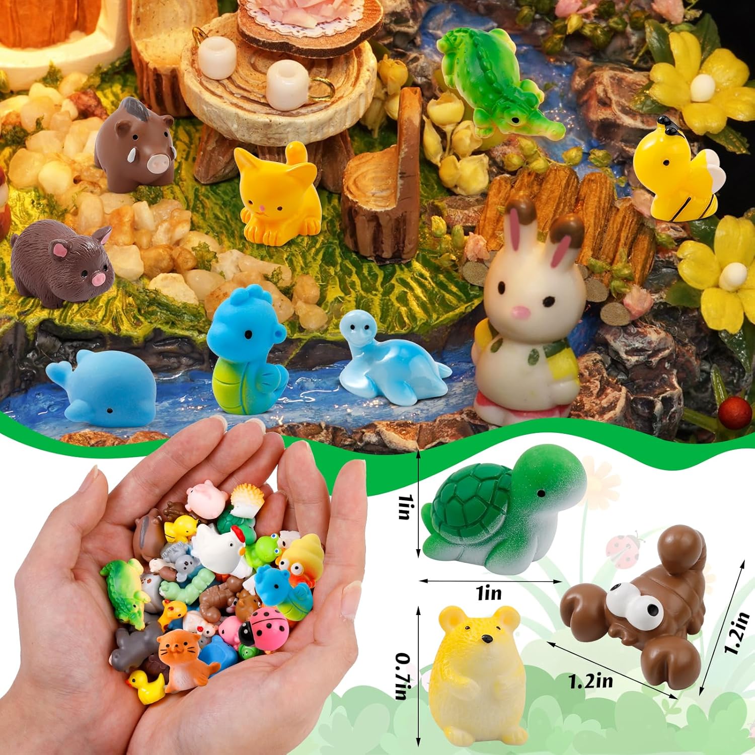 Thumbnail 6 de WIURGOHA 50 Pcs Mini Resin Animals set