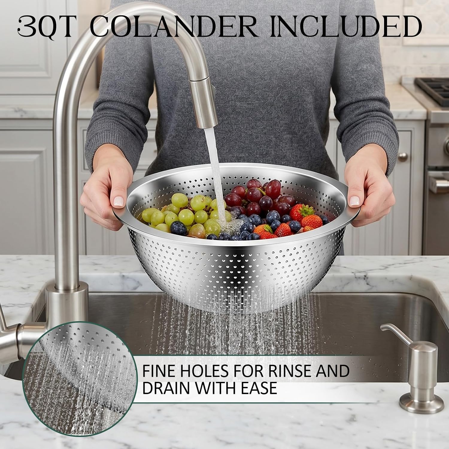 Detalle 2 de DUTZUN Mixing Bowls 4.5QT 🍽