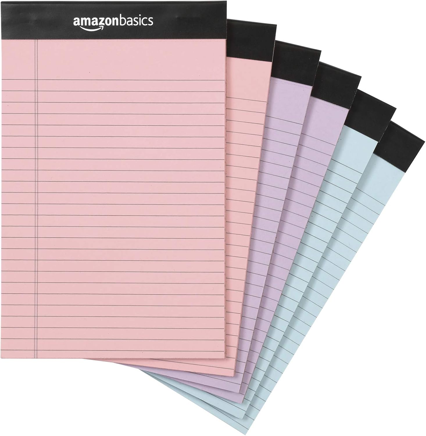 Amazon Basics Narrow Ruled Writing Pads, 5 x 8 inches, 6-Pack of 50 Sheets