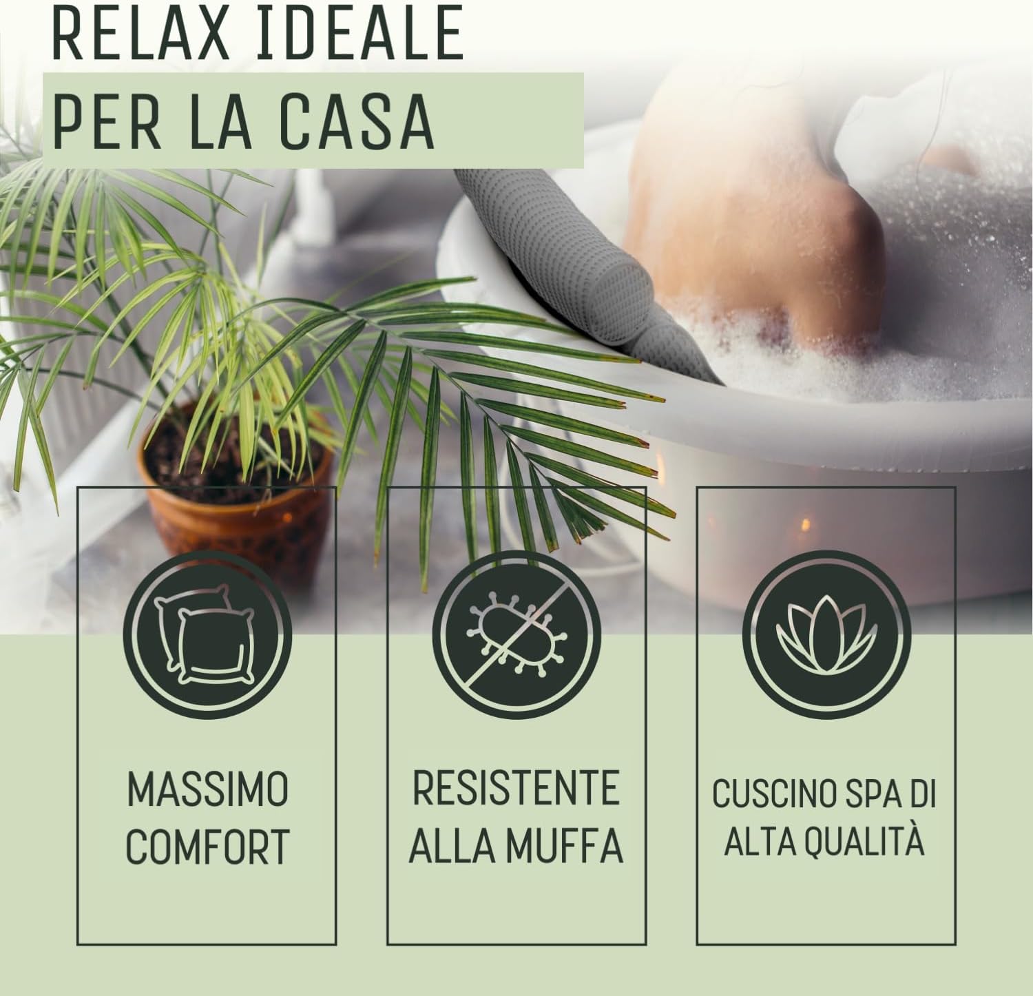 Detalle 2 de SilverRack Cuscino da bagno MORBIDO Grigio 4D – Supporto ergonomico per testa e collo con ventose sicure