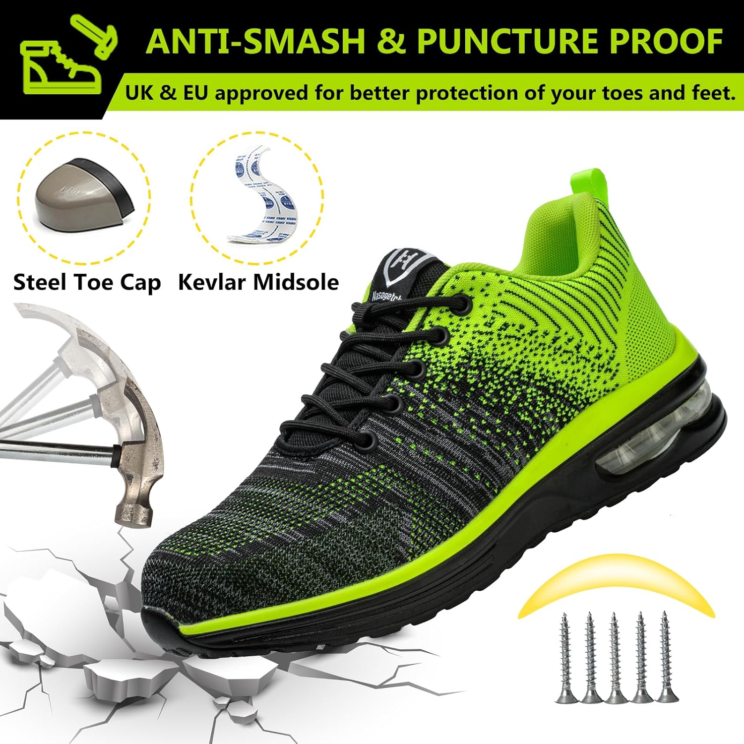 Thumbnail 2 de Baofular Arbeitsschuhe: Leichte Sicherheitsschuhe mit Stahlkappe, rutschfest und atmungsaktiv