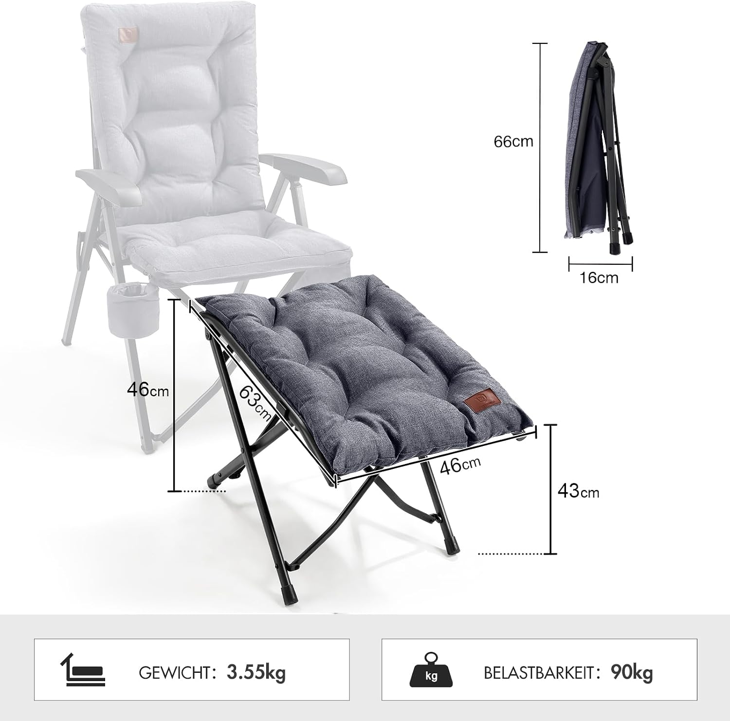 Thumbnail 2 de EVER ADVANCED Fußhocker 47 cm Höhe
