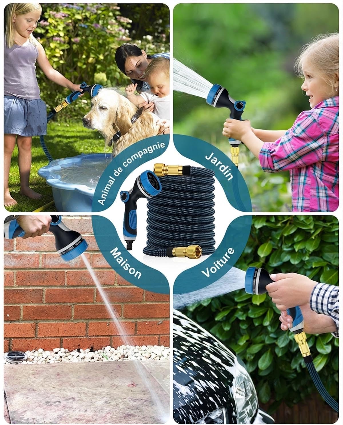 Detalle de Zenmos Flexibler Gartenschlauch 30 M / 100 ft – 3/4" und 1/2" Anschlüsse, 10‑Funktionen Düse, Dehnbar