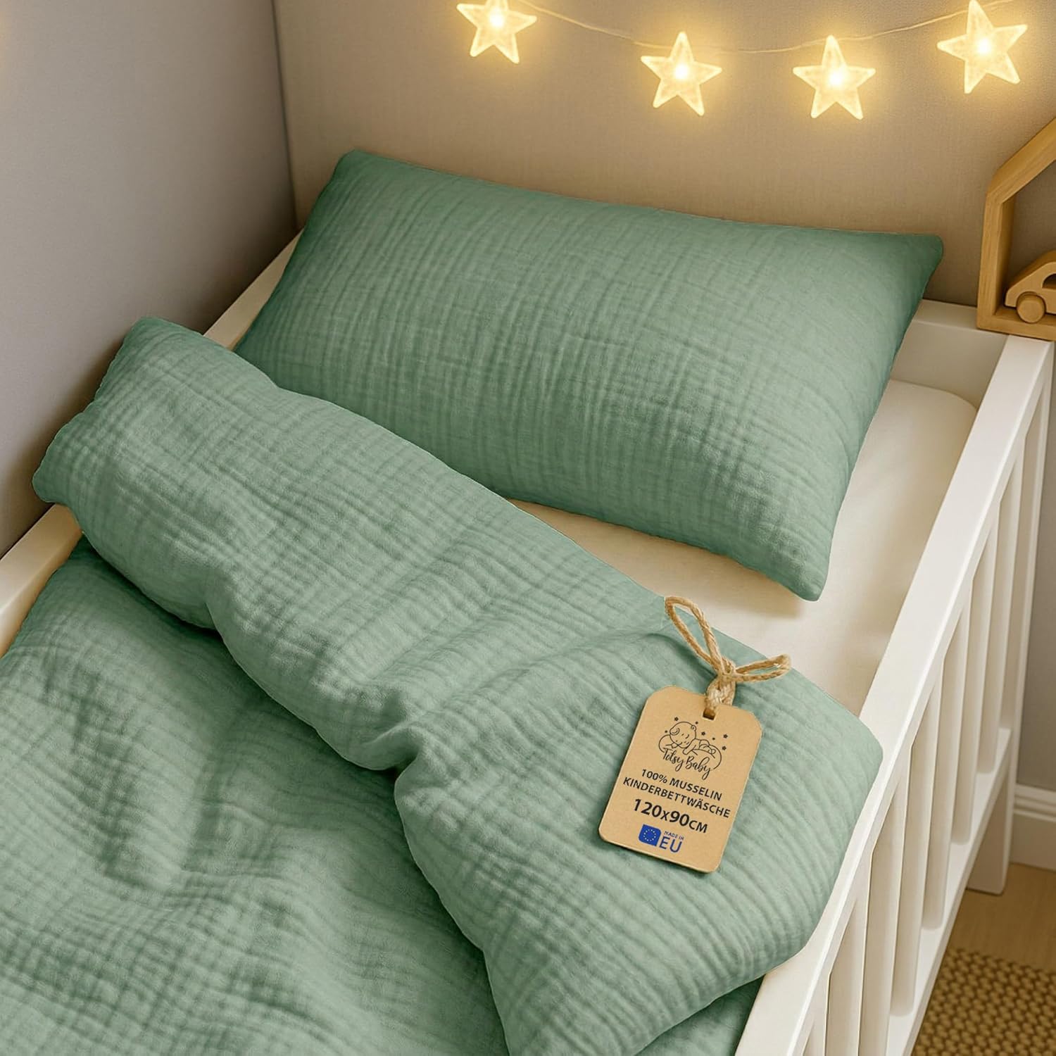 Detalle de Totsy Baby mussola copripiumino lettino neonato 90x120 cm in cotone con certificazione Oeko-Tex