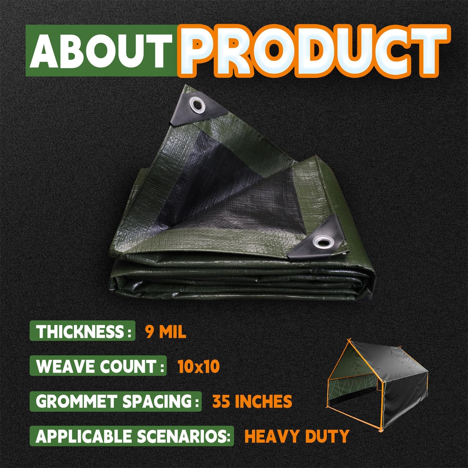 Thumbnail 5 de RAINDEWAY 12x20 Feet Tarp Waterproof – Heavy-Duty 9Mil Poly with Reinforced Edges