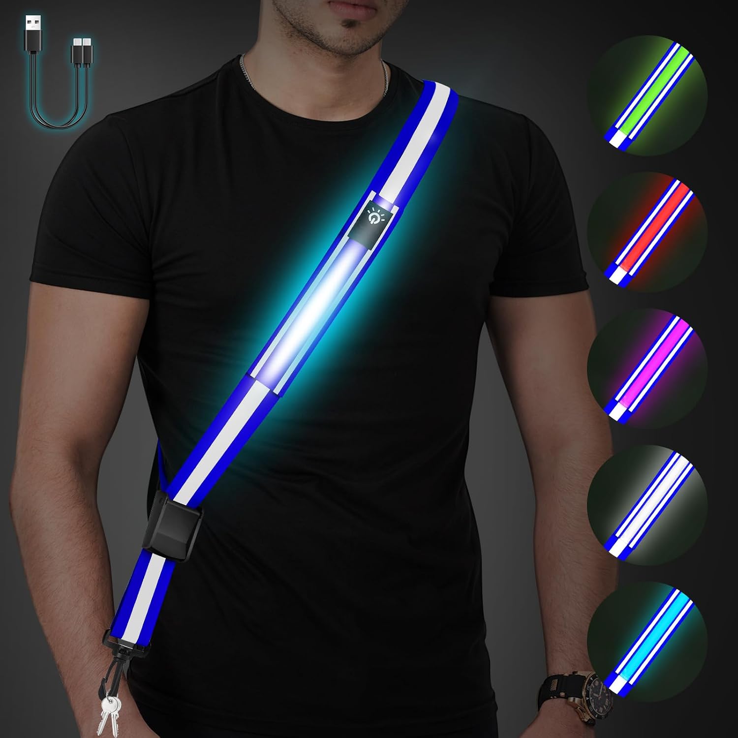 Fitense LED reflective sash, 85.9–161.7 cm