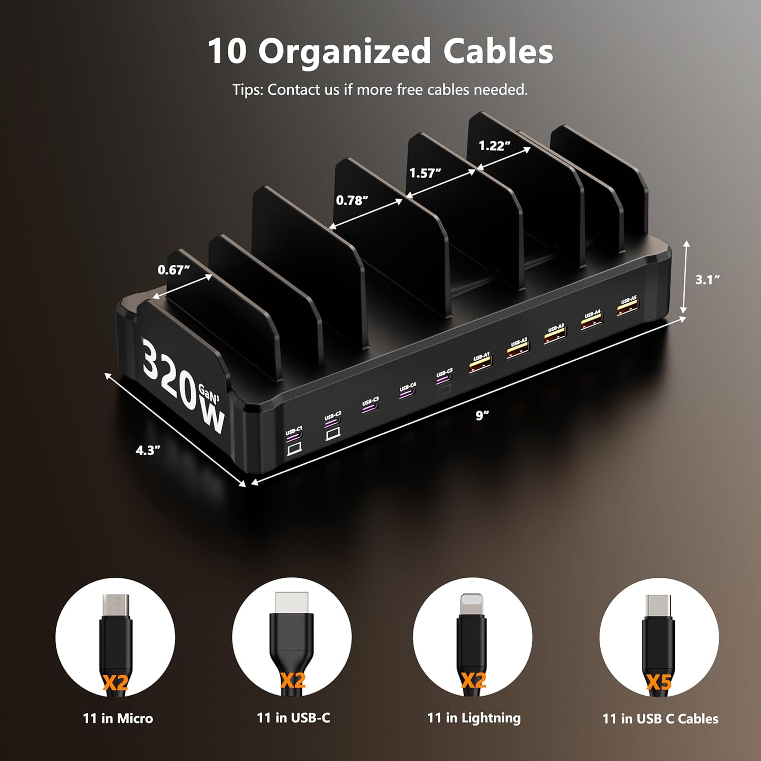 Thumbnail 6 de Monster 320W 10-Port GaN Charging Station with Dual 65W PD Ports