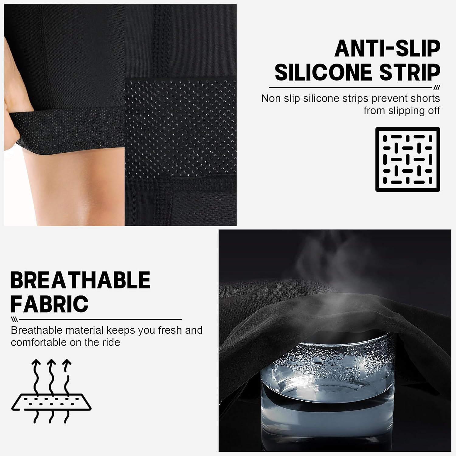 Detalle de X-TIGER Damen-Radlerhose mit 5D Sitzpolster – kurze, atmungsaktive Radhose mit 3 Taschen