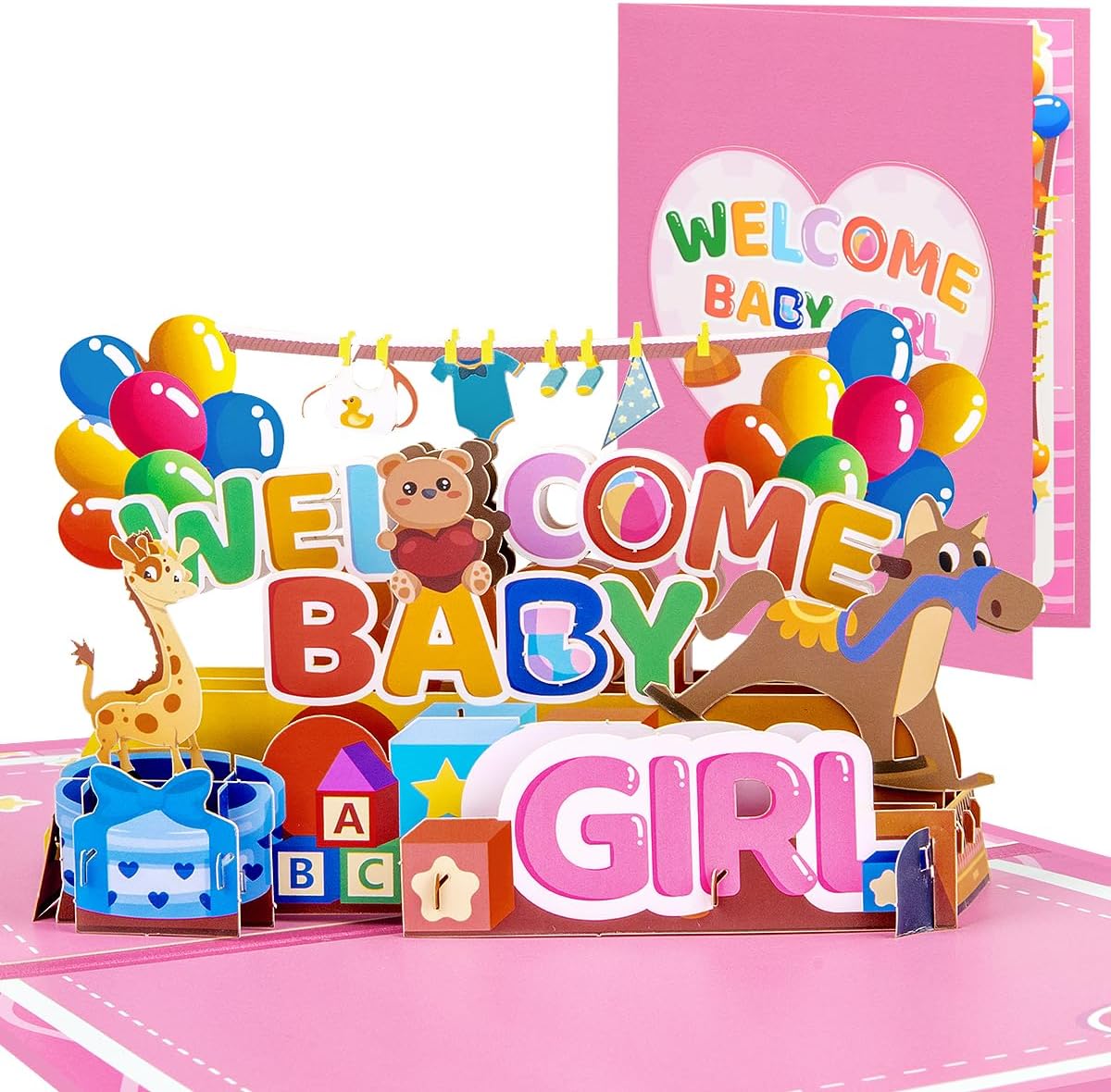 Thumbnail 6 de CNLITIHEKA New Baby Pop Up Card for Girls – Welcome New Baby greeting card with laser-cut 3D scene