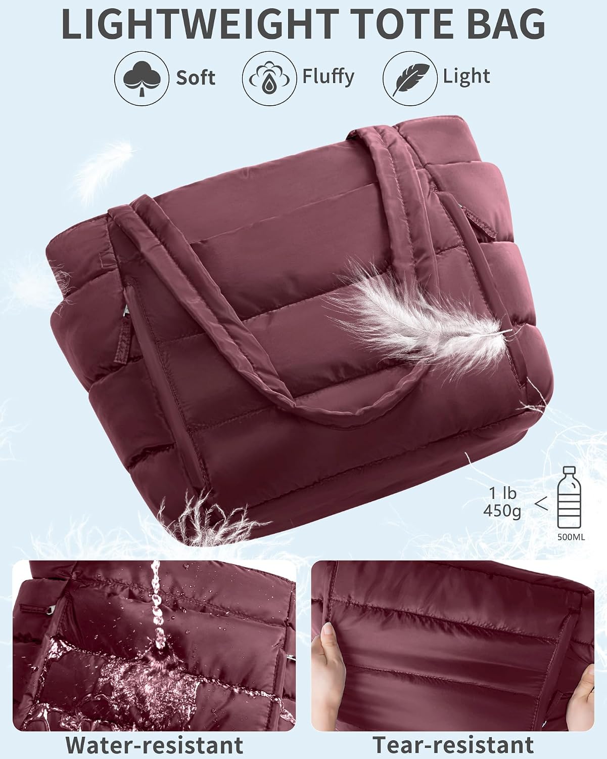 Detalle 2 de Bagstellar Puffer Tote Bag, 16-Pocket 20L Work Tote with 15.6-Inch Laptop Sleeve