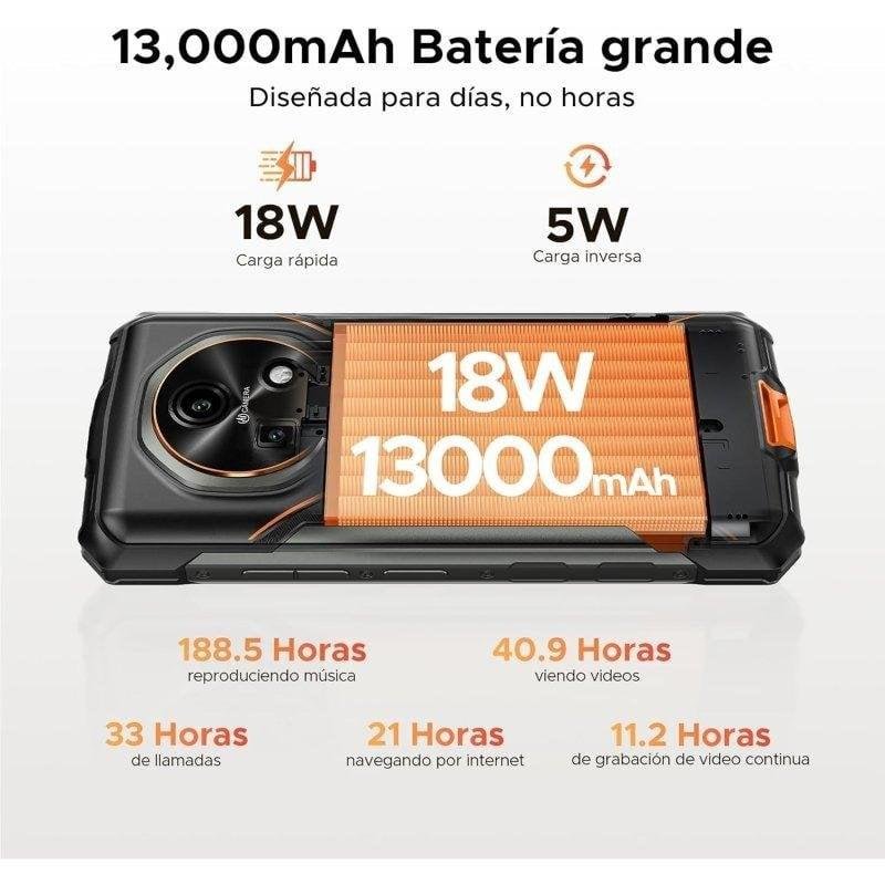 Detalle de Doogee Fire 7 5G 4GB/256GB: teléfono rugged 6.6" con IP68/IP69K y batería de 13000 mAh