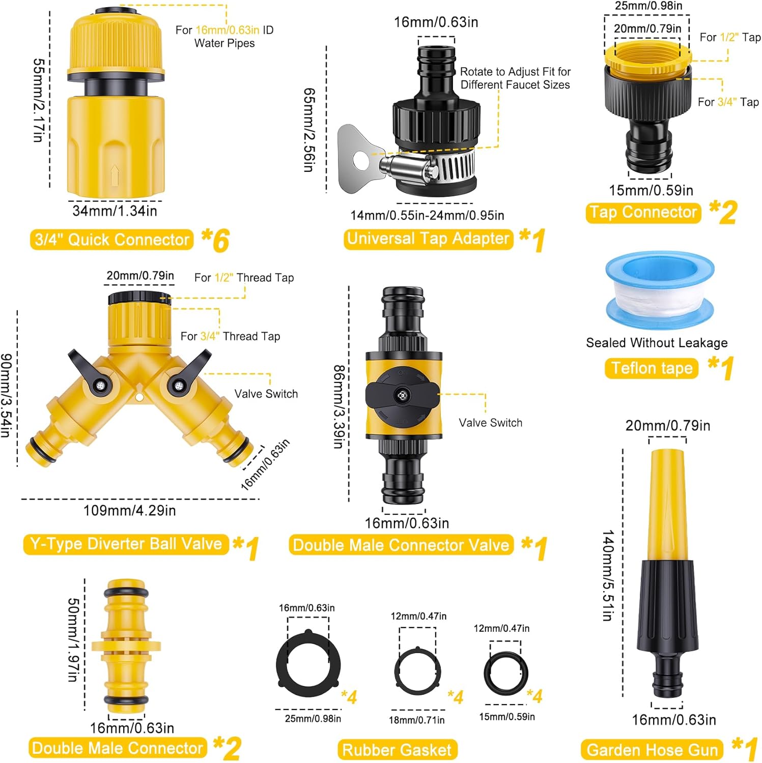 Detalle de Woltoy 15 Pack Garden Hose Connector Kit: Quick Connectors, Adapters and More for UK Gardens