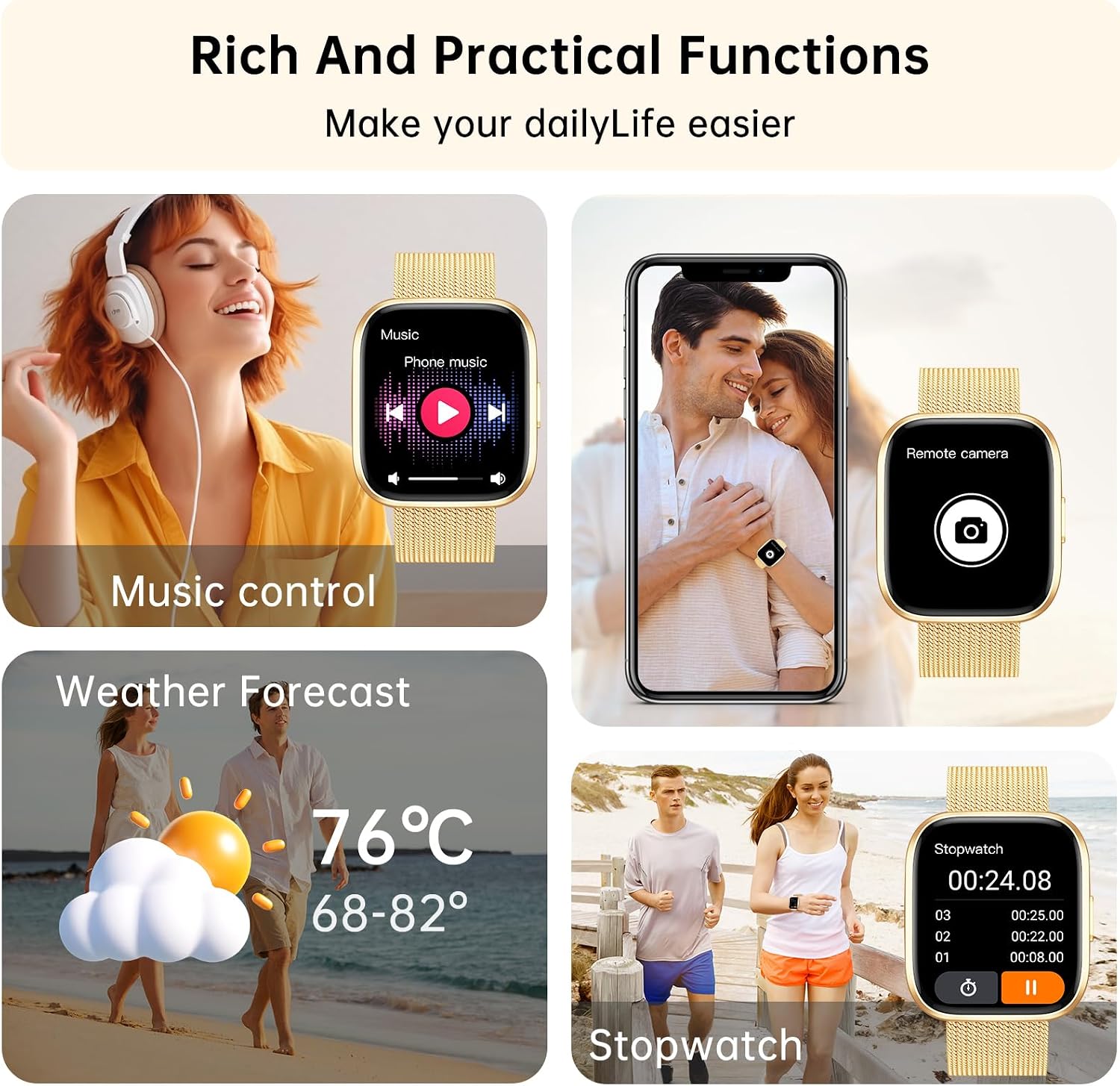 Thumbnail 6 de Taopodo P114 Damen-Smartwatch mit Telefonfunktion – 1,85" Display, 120+ Sportmodi, IP68 & Gesundheitsfunktionen