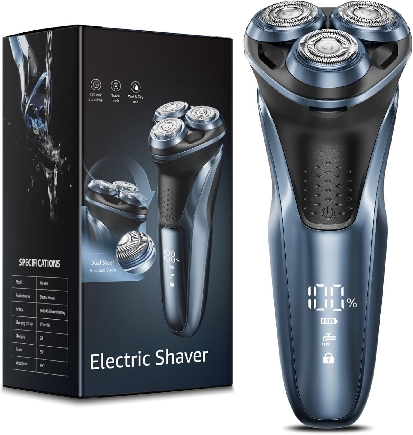 Detalle de LONKEEN Travel Electric Razor for Men with 5D Floating Head – Wet & Dry USB-C Rechargeable
