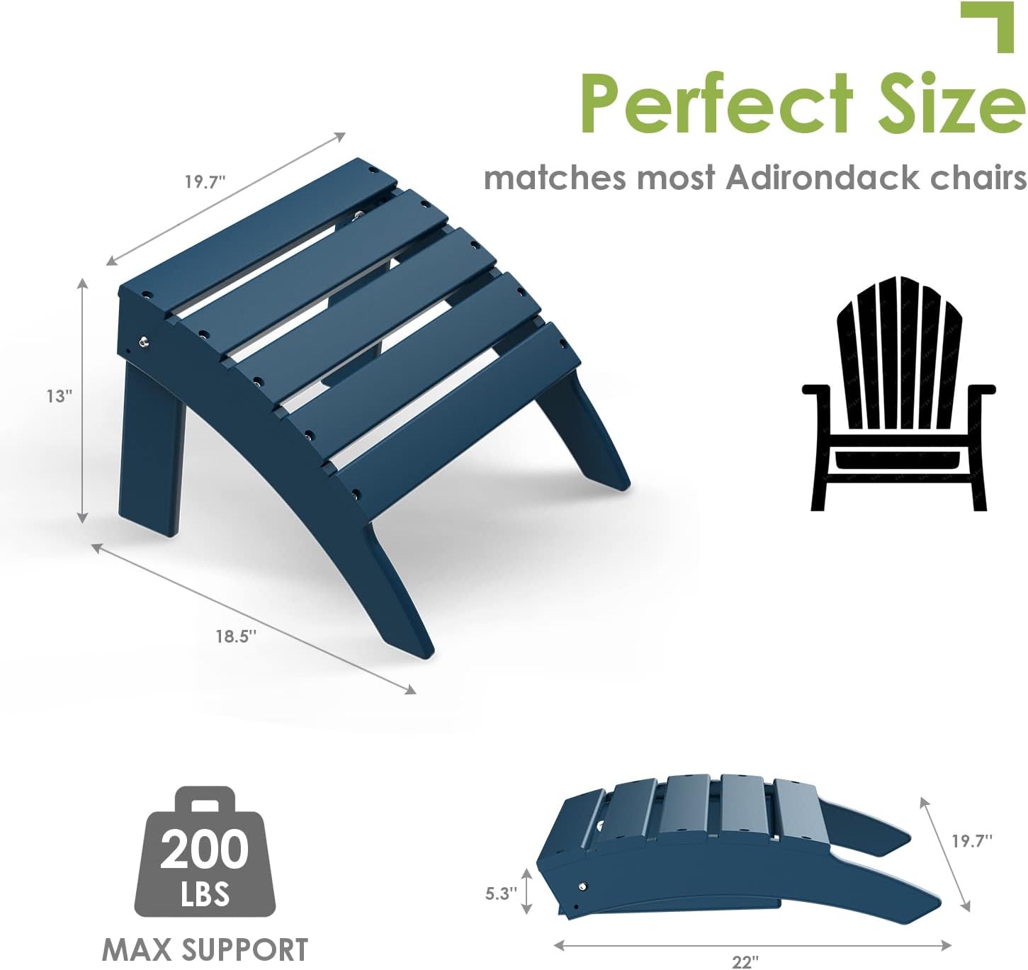 Detalle de GreenVines Adirondack Ottomans, HDPE