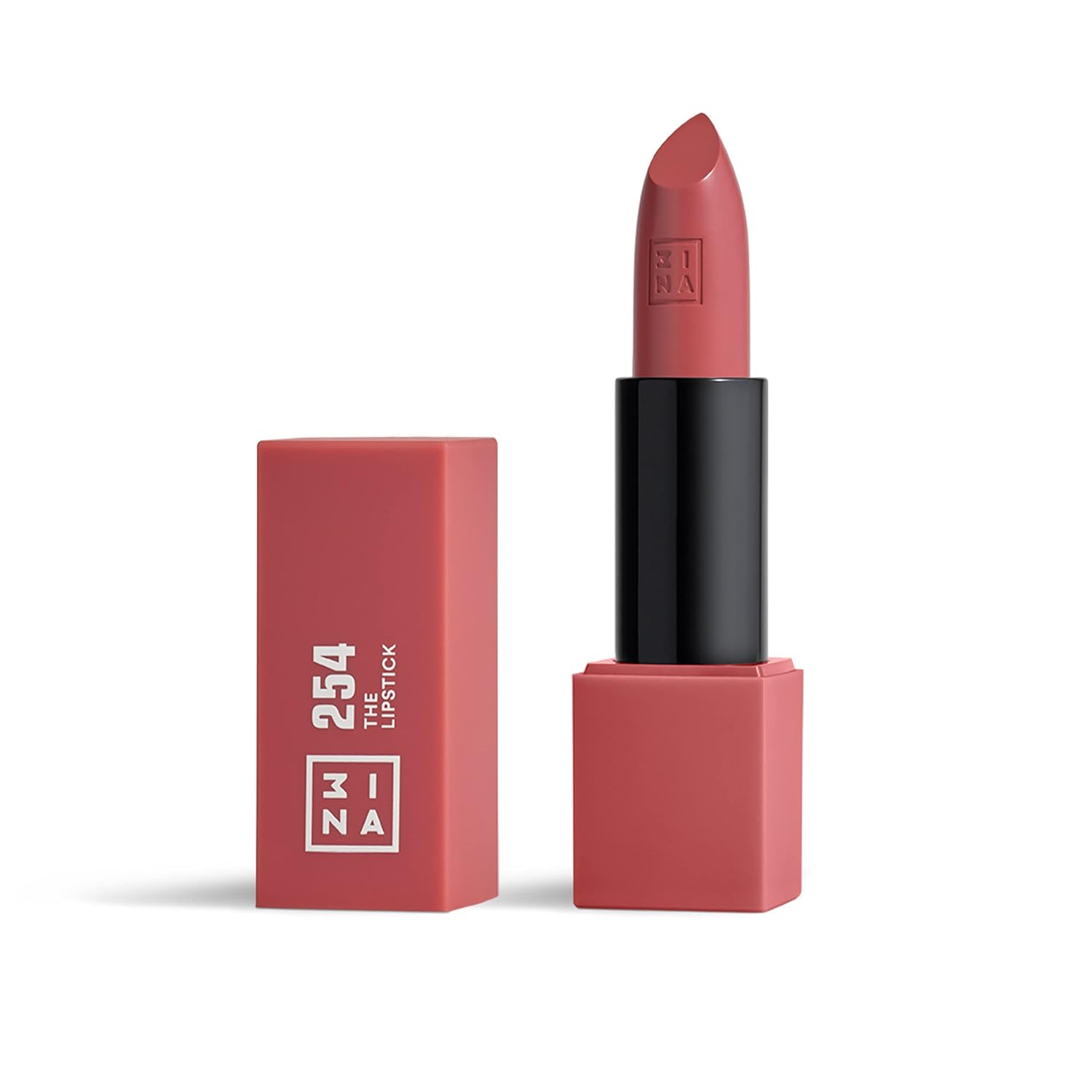 Detalle de 3ina The Lipstick 254 Dunkelrosa – mattierender Lippenstift mit Vanilleduft, Vitamin E & Shea Butter (vegan, cruelty free)