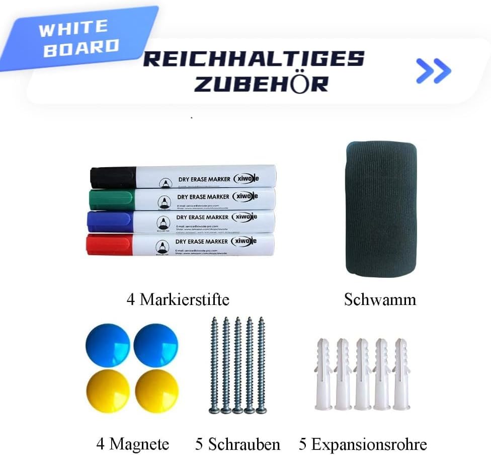 Thumbnail 2 de XIWODE Whiteboard 60x45 cm mit Stiftablage – magnetisch, beschreibbar, kratzfeste Oberfläche