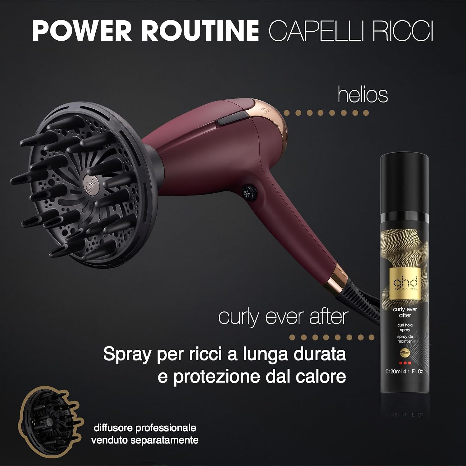 Detalle de ghd Helios, asciugacapelli professionale ionico con tecnologia Aeroprecis